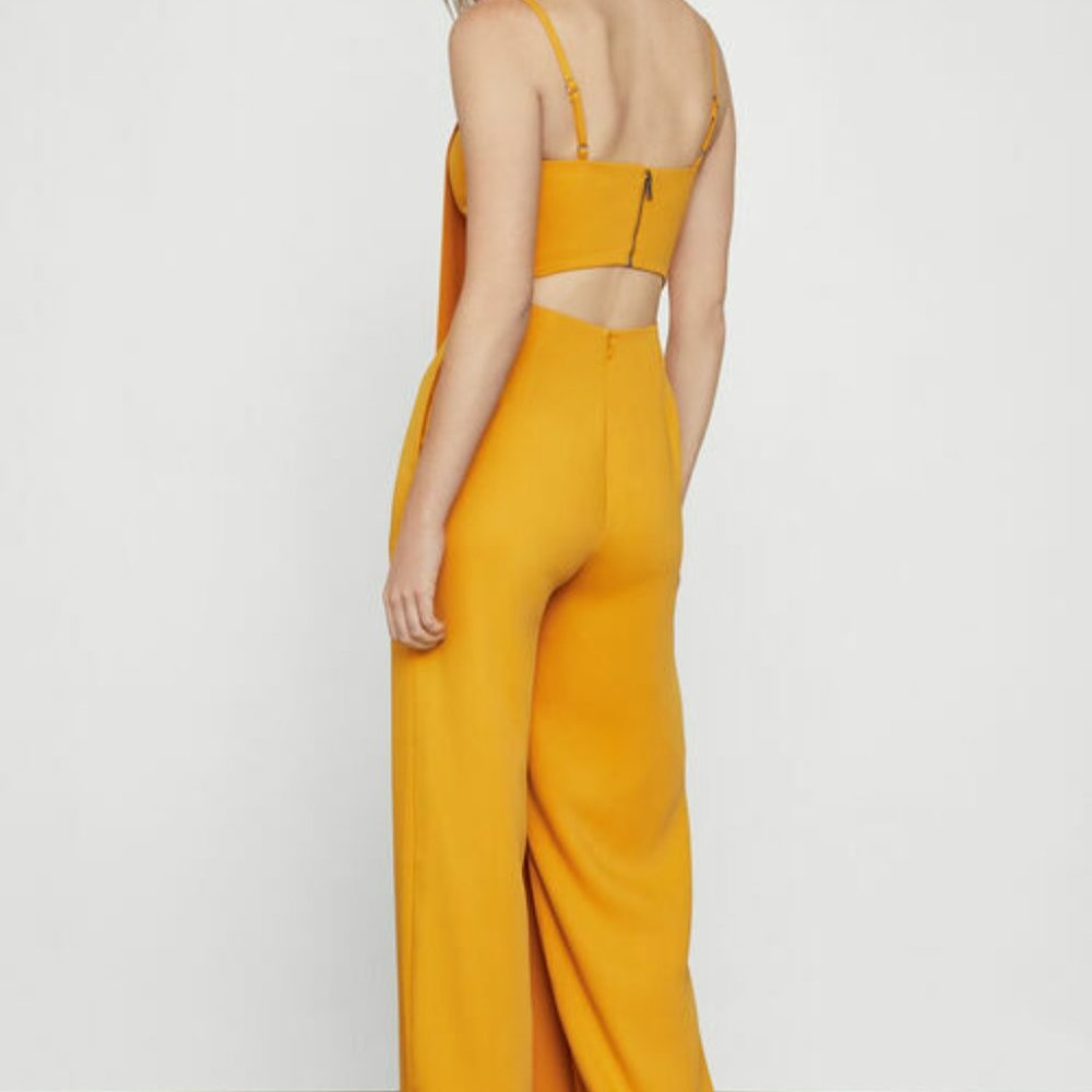 Draped Wide-leg Jumpsuit In Golden Glow